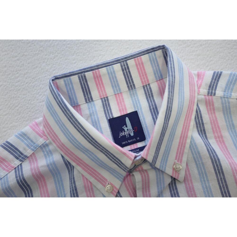 Johnnie-O Surfer Hanging Out Striped Casual Button Uo Dress Shirt Mens‎ Medium
